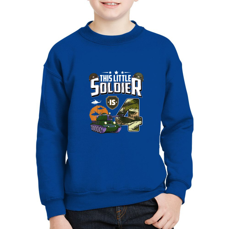 Kids 4 Year Old Soldier 4th Birthday Military Themed Camo Boys Youth Sweatshirt | Artistshot