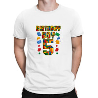 Kids 5th Birthday Master Builder 5 Years Old Block Building Boys T-shirt | Artistshot