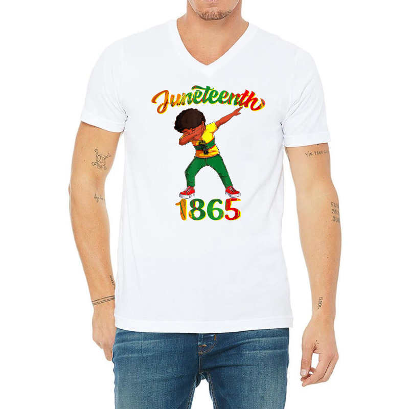 Juneteenth 1865 Dab Black Boy Brown Skin Afro American Boys T Shirt V-Neck Tee by tamarogbbrazee4 | Artistshot