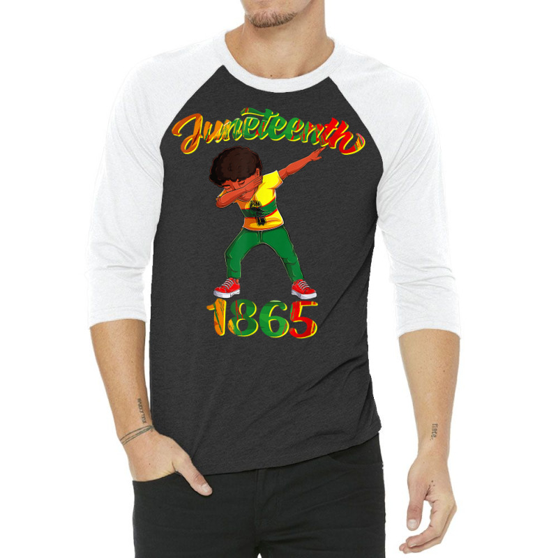 Juneteenth 1865 Dab Black Boy Brown Skin Afro American Boys T Shirt 3/4 Sleeve Shirt by tamarogbbrazee4 | Artistshot