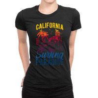 Retro ‘50s California Surfing Paradise Surfboarder Style Sum T Shirt Ladies Fitted T-shirt | Artistshot