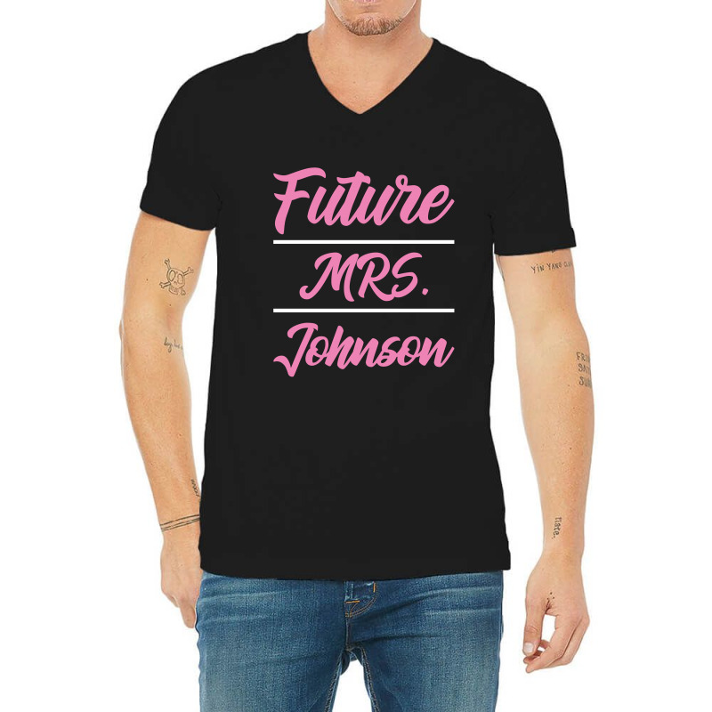 Future Mrs. Johnson - Family Name Gift V-Neck Tee by Diogo Calheiros | Artistshot