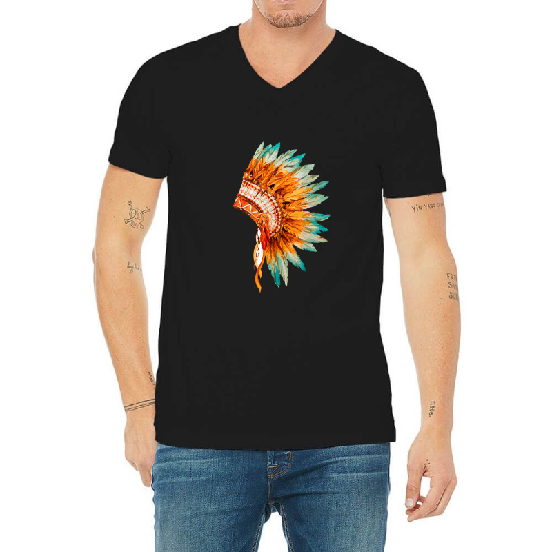 Native American Headdress V-Neck Tee by jabaludden | Artistshot