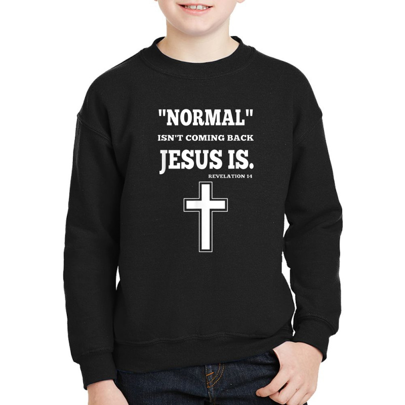 Normal Isn't Coming Back But Jesus Is Revelation 14 Youth Sweatshirt by jabaludden | Artistshot