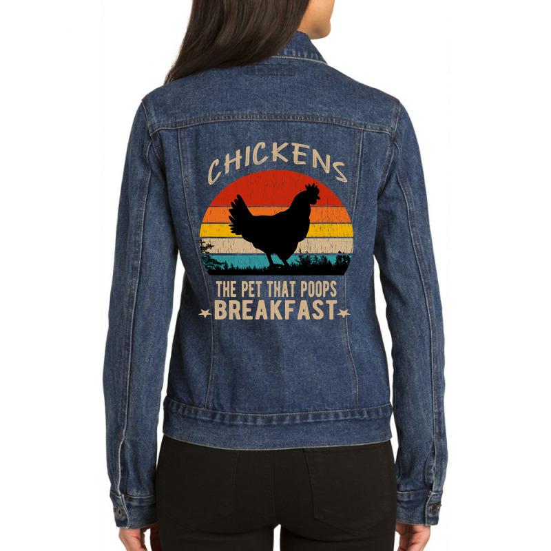 Chicken Chick The Pet That Poops Breakfast Funny Chicken Saying 342 Ro Ladies Denim Jacket by circularflap | Artistshot