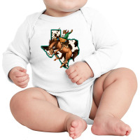 Cowhide Texas Map Rodeo Cowboy Long Sleeve Baby Bodysuit | Artistshot