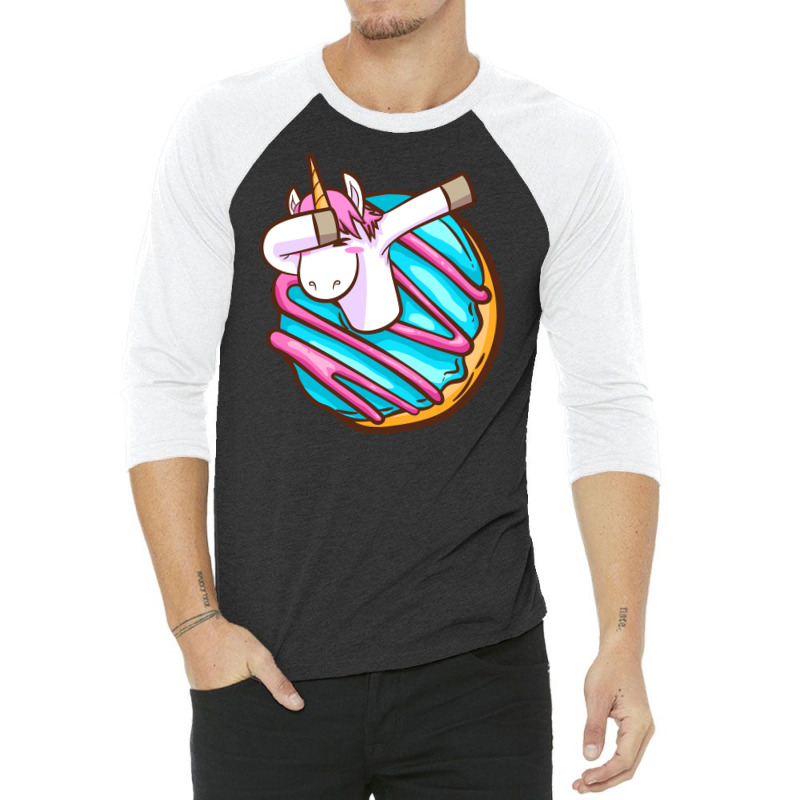 Dabbing Donut  Unicorn 3/4 Sleeve Shirt by marceliana | Artistshot