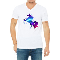 Space Unicorn V-neck Tee | Artistshot