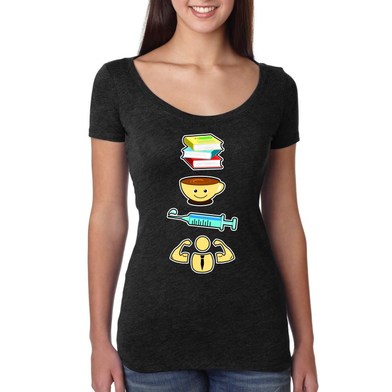 Educated, Caffeinated, Vaccinated, Dedicated Coffee Lover Women's Triblend Scoop T-shirt by vnteees | Artistshot