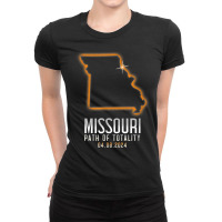 Map Of Missouri Path Of Totality 4.8.24 Total Solar Eclipse T Shirt Ladies Fitted T-shirt | Artistshot