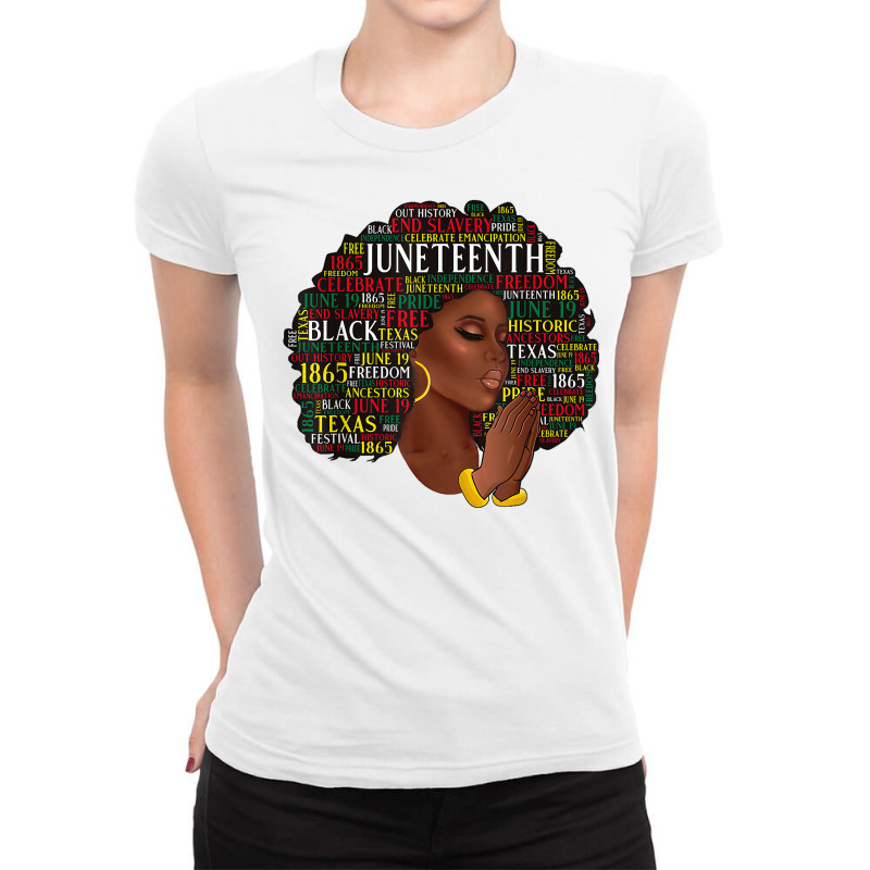 Juneteenth Melanin Black Women Natural Hair Afro Word Art T Shirt Ladies Fitted T-Shirt by lorebrend | Artistshot