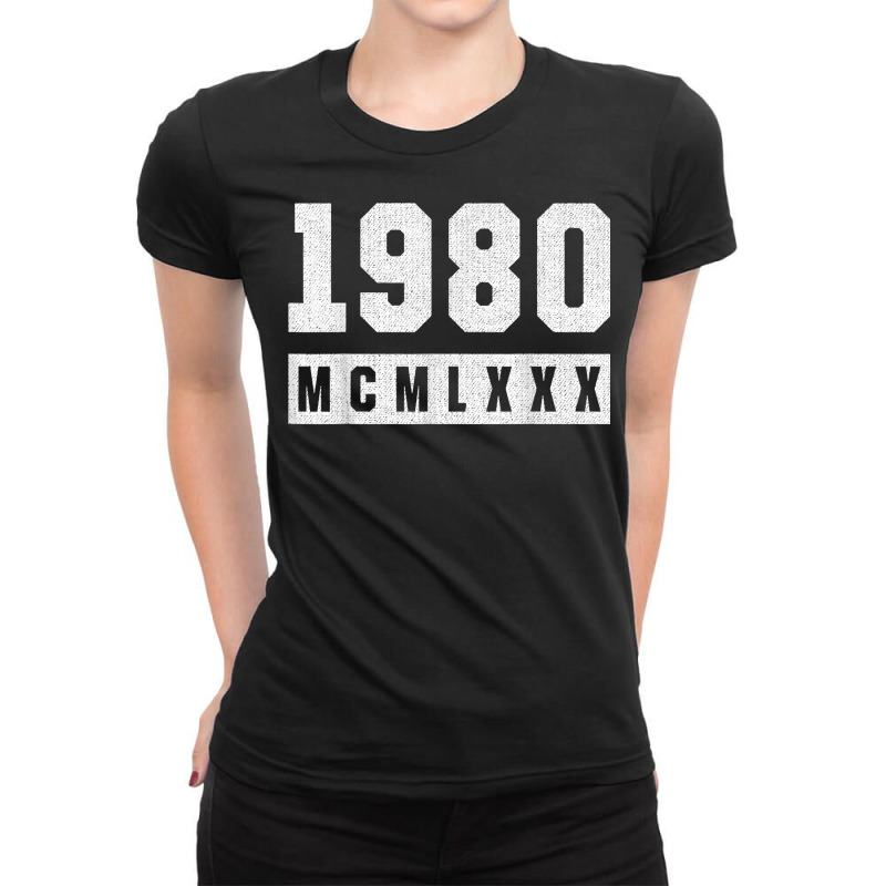 Vintage 1980 Roman Numeral 42 Year Old 42nd Birthday T Shirt Ladies Fitted T-Shirt by WarnekeRashae | Artistshot