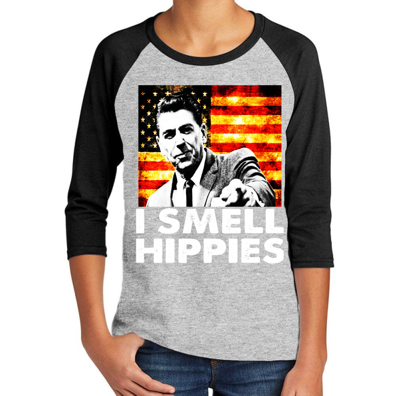 I Smell Hippies   Funny Ronald Reagan Conservative Youth 3/4 Sleeve by mirazjason | Artistshot