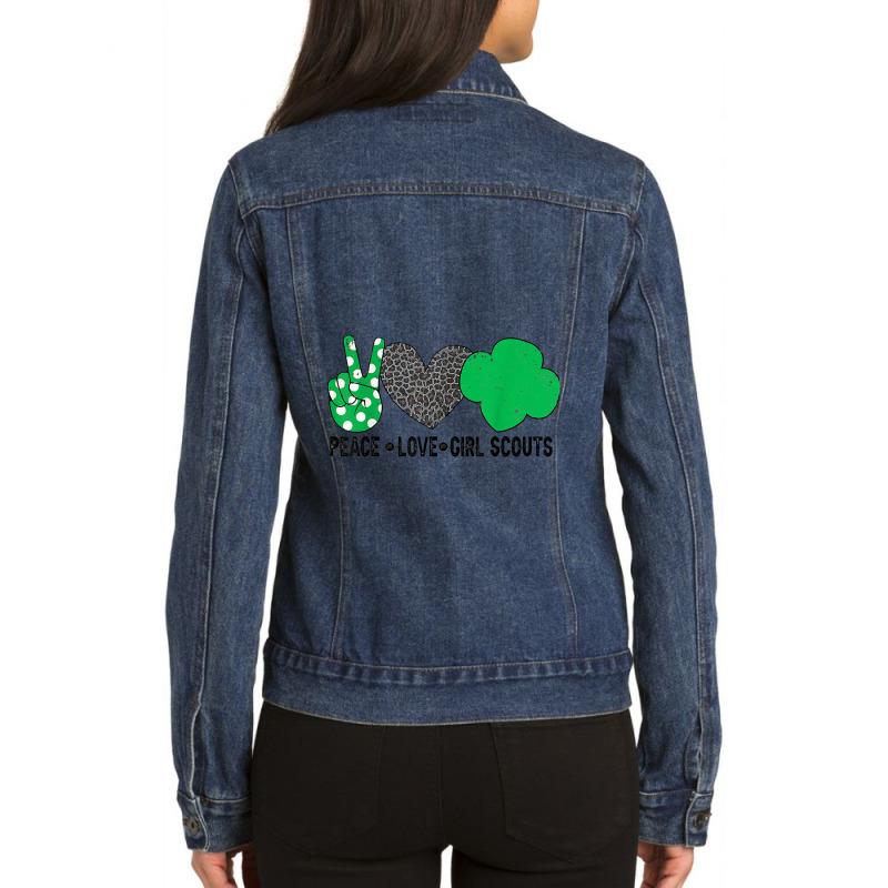 Peace Love Cookie Scout For Girls Bakery Cookie Season Ladies Denim Jacket by jabaludden | Artistshot