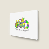 Peace Love King Cake Mardi Gras Men Women Kids Landscape Canvas Print | Artistshot