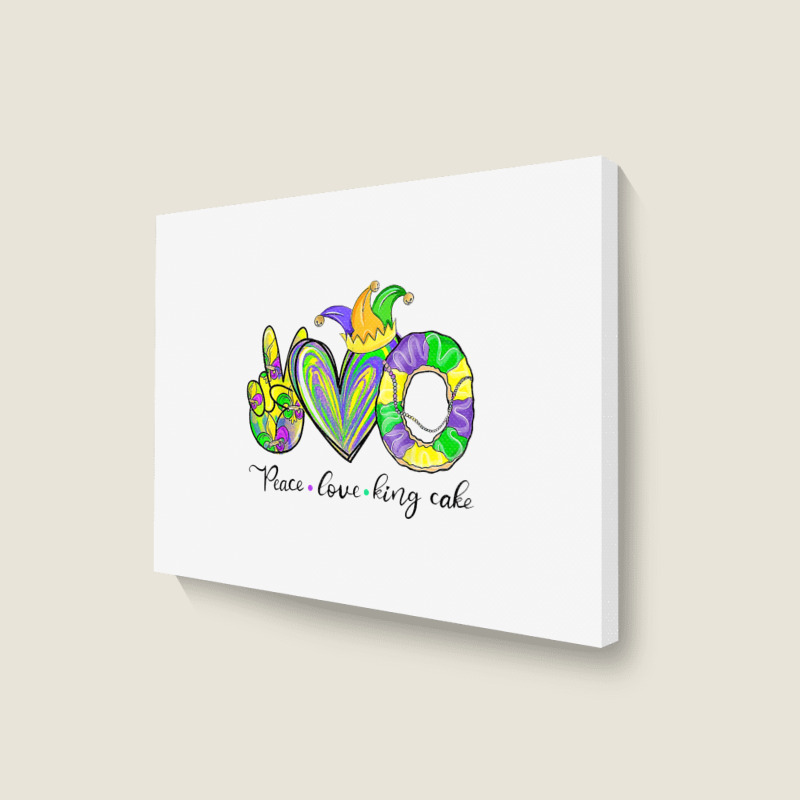 Peace Love King Cake Mardi Gras Men Women Kids Landscape Canvas Print | Artistshot