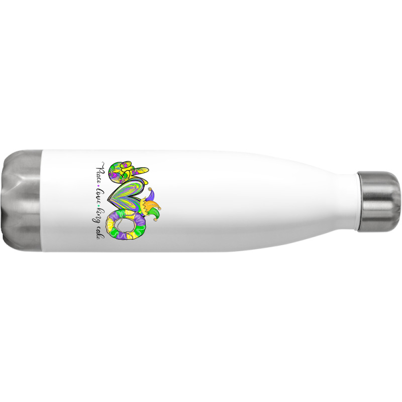 Peace Love King Cake Mardi Gras Men Women Kids Stainless Steel Water Bottle | Artistshot