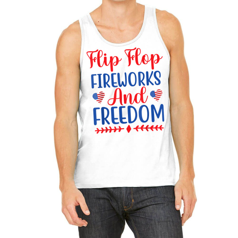 Flip Flops Fireworks And Freedom American Flag 4th Of July T Shirt Tank Top | Artistshot