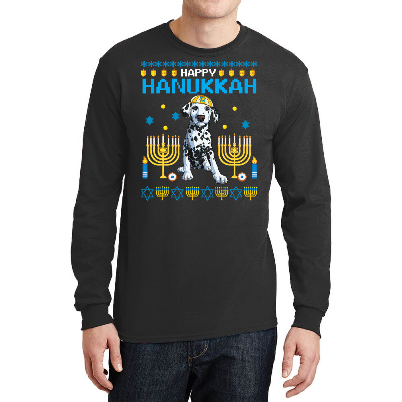 Dalmatian Funny Dog Chanukah Jewish Ugly Hanukkah Sweater Pajama 108 D Long Sleeve Shirts | Artistshot