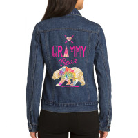 Bear Grammy Bear Tribal Mandala Family Vacationcamping Design 565 Pola Ladies Denim Jacket | Artistshot