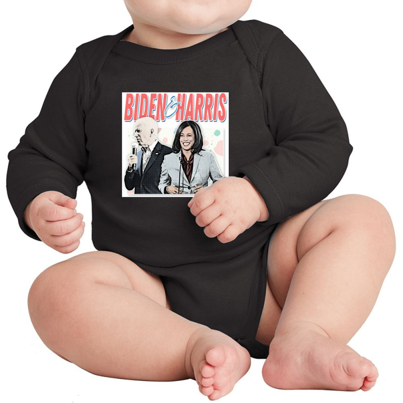 Joe Biden And Kamala Retro Style Fan Design Long Sleeve Baby Bodysuit | Artistshot