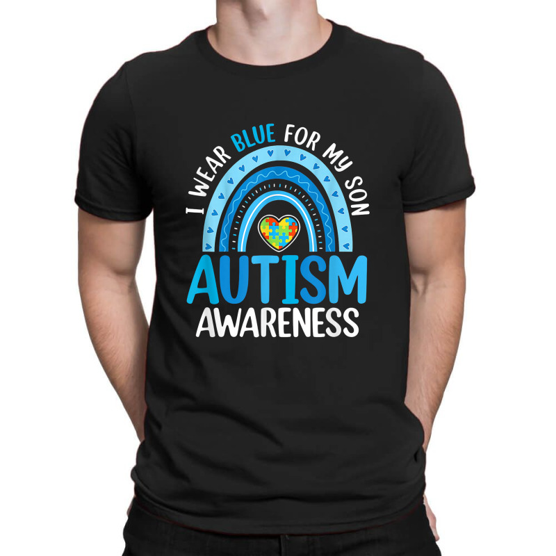 Rainbow I Wear Blue For My Son Autism Awareness T-shirt | Artistshot