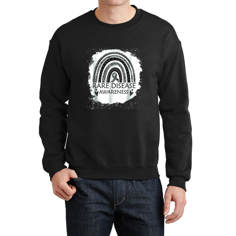 Rare Disease Awareness Bleached Rainbow Zebra Ribbon Men Crewneck Sweatshirt | Artistshot