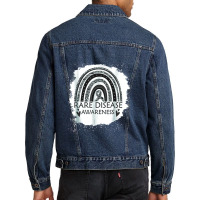 Rare Disease Awareness Bleached Rainbow Zebra Ribbon Men Men Denim Jacket | Artistshot