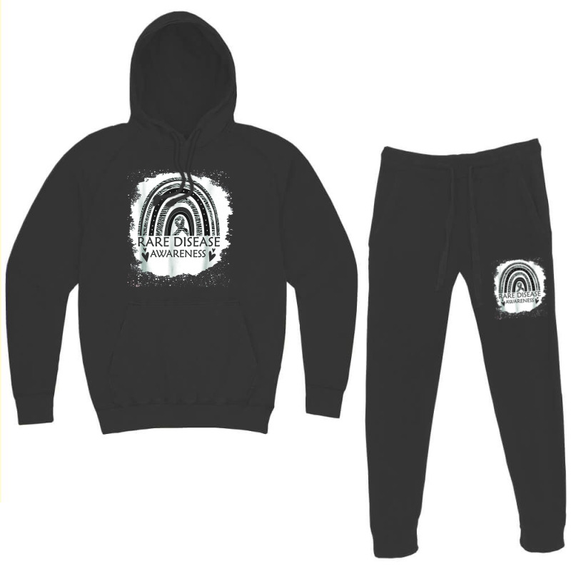 Rare Disease Awareness Bleached Rainbow Zebra Ribbon Men Hoodie & Jogger Set | Artistshot