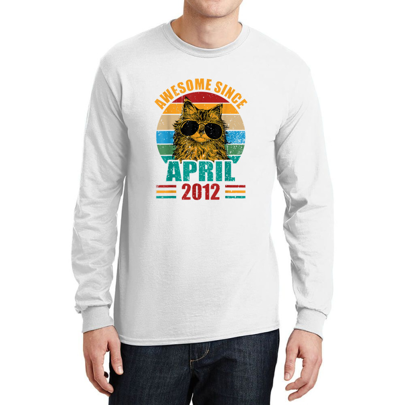 Retro Awesome Since April 2012 10th Birthday 10 Years Old Long Sleeve Shirts | Artistshot