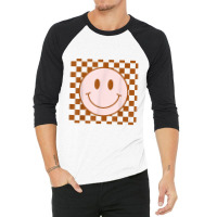 Retro Happy Face Smiley Face Checkered Pattern Trendy 3/4 Sleeve Shirt | Artistshot