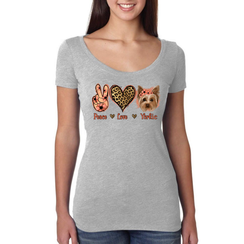 Peace Love Yorkie Design Women's Triblend Scoop T-shirt by Apollo | Artistshot