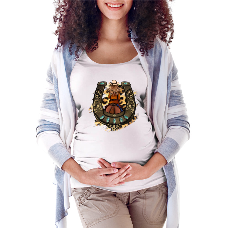 Cowgirl Horseshoe Maternity Scoop Neck T-shirt | Artistshot