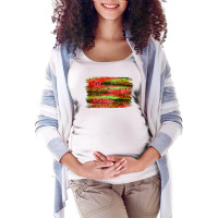 Watermelon Leopard Brushstroke Maternity Scoop Neck T-shirt | Artistshot