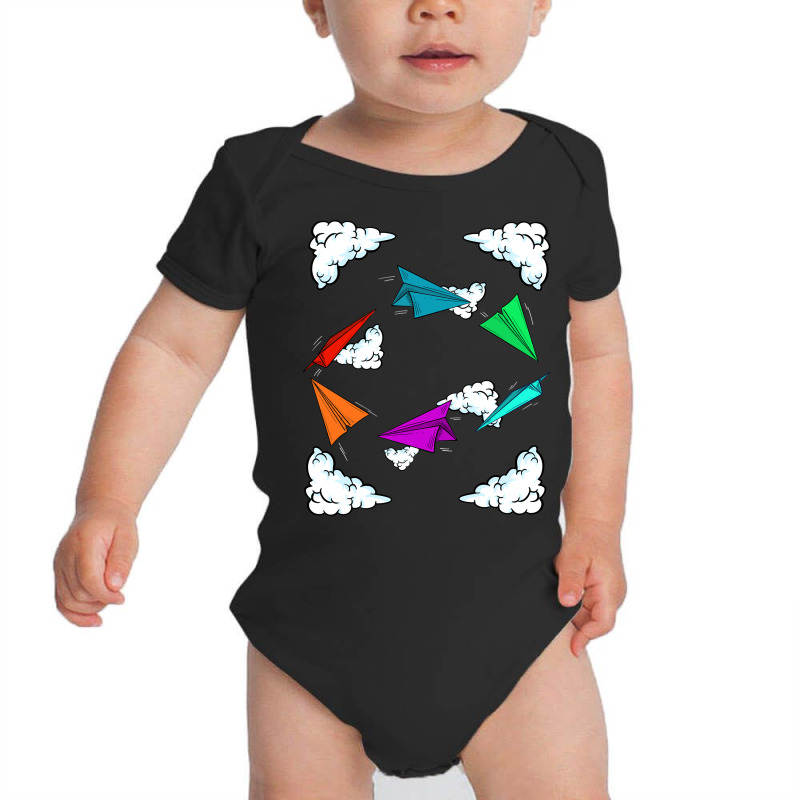 Cool Kids Colorful Paper Plane  Funny Origami Airplane Gift Long Sleev Baby Bodysuit | Artistshot