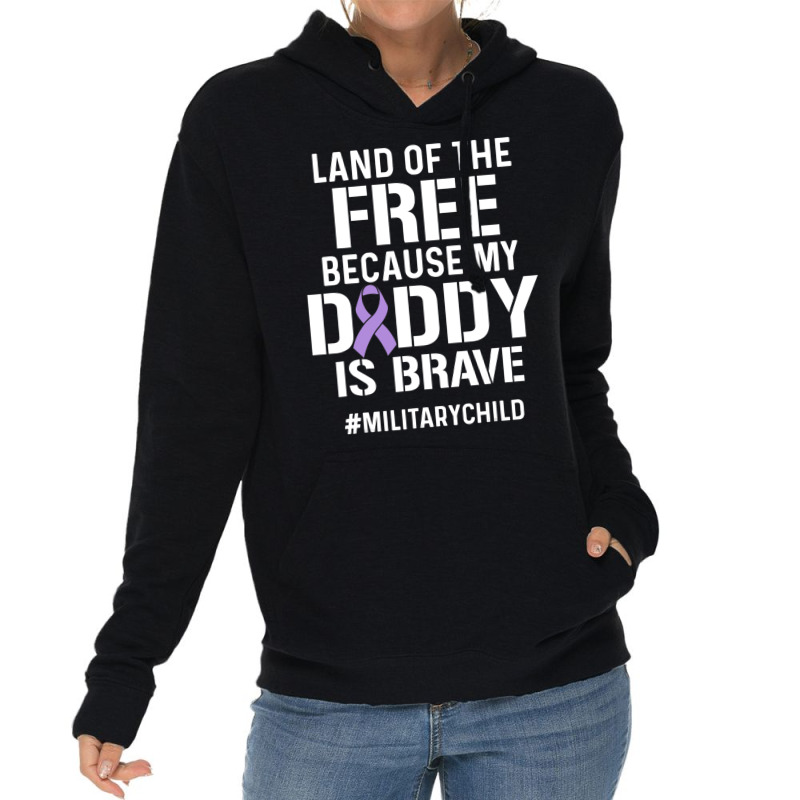 Military Child Month Purple Up Free Brave Dad Pride T Shirt Lightweight Hoodie | Artistshot