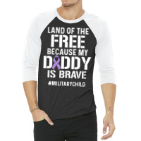 Military Child Month Purple Up Free Brave Dad Pride T Shirt 3/4 Sleeve Shirt | Artistshot