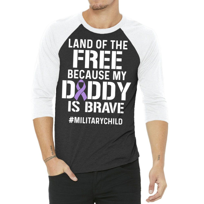 Military Child Month Purple Up Free Brave Dad Pride T Shirt 3/4 Sleeve Shirt | Artistshot