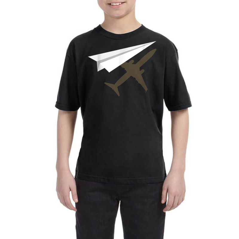 Flying Paper Airplane Silhouette  Cool Paper Plane Pilot T Shirt Youth Tee | Artistshot