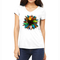 Cowhide Sunflower Women's V-neck T-shirt | Artistshot