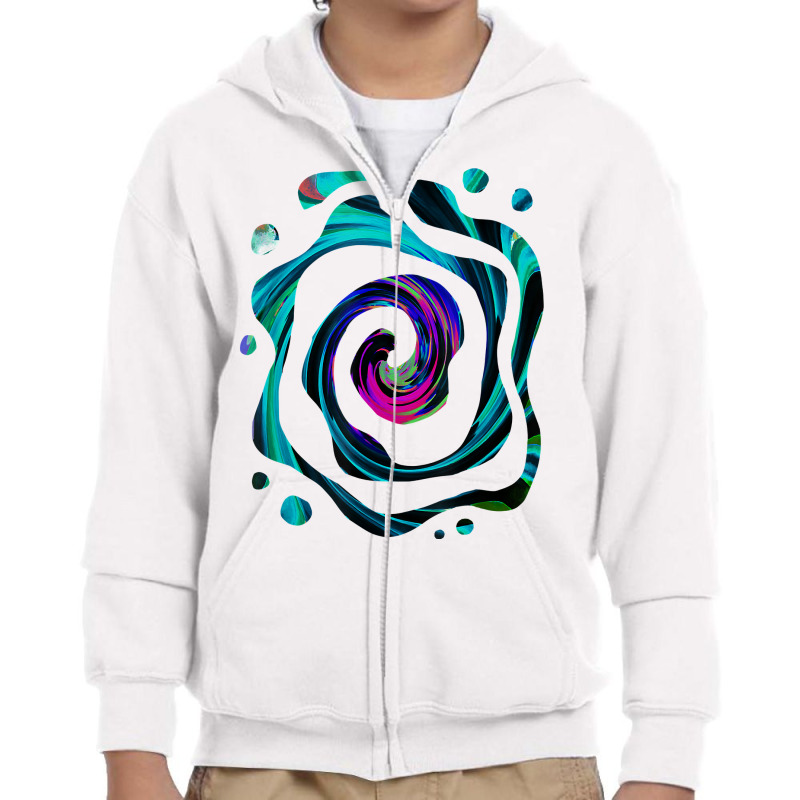 Dramatic Black, Aqua And Magenta Abstract Retro Twirl T Shirt Youth Zipper Hoodie by abrellkfhanog8 | Artistshot