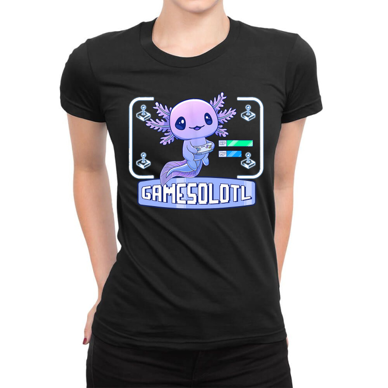 Axolotl Cute Axolotl Lover Gaming Gamesalotl Video Gamer Boys 64 Ladies Fitted T-Shirt by circularflap | Artistshot