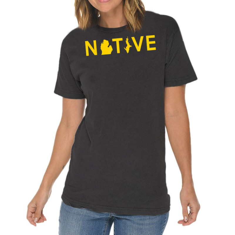 Native Michigander Ann Arbor Blue Yellow Sports Fan T Shirt Vintage T-shirt | Artistshot