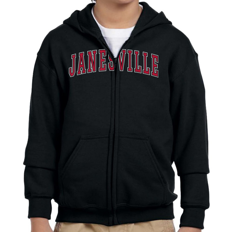 Janesville Wisconsin Souvenir Sport College Style Text T Shirt Youth Zipper Hoodie by abrellkfhanog8 | Artistshot