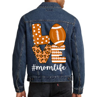 Football Love Football American Mom Life Player Leopard Men Denim Jacket | Artistshot