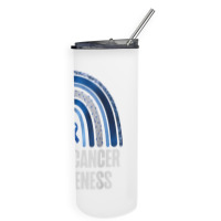 Colon Cancer Awareness Blue Ribbon And Rainbow Trending T Shirt Skinny Tumbler | Artistshot