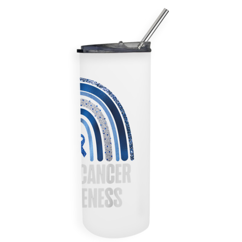 Colon Cancer Awareness Blue Ribbon And Rainbow Trending T Shirt Skinny Tumbler | Artistshot