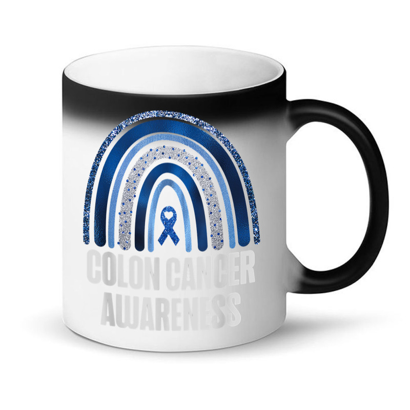 Colon Cancer Awareness Blue Ribbon And Rainbow Trending T Shirt Magic Mug | Artistshot