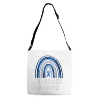 Colon Cancer Awareness Blue Ribbon And Rainbow Trending T Shirt Adjustable Strap Totes | Artistshot