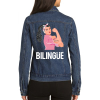 Maestra Bilingue Bilingual Spanish Teacher Long Sleeve T Shirt Ladies Denim Jacket | Artistshot